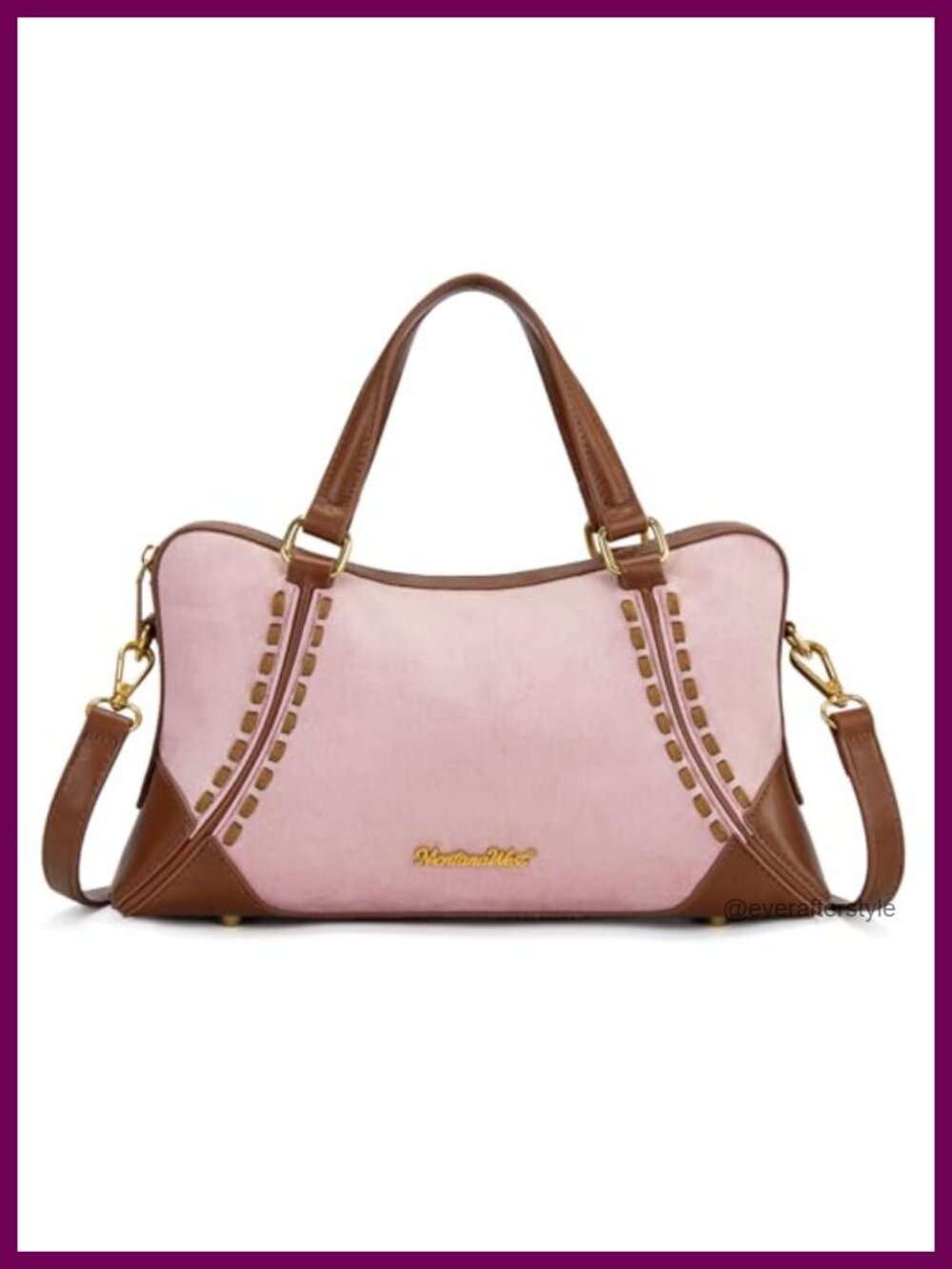 Faux Suede Satchel Handbag Western Style Crossbody Top Handle With Adjustable
